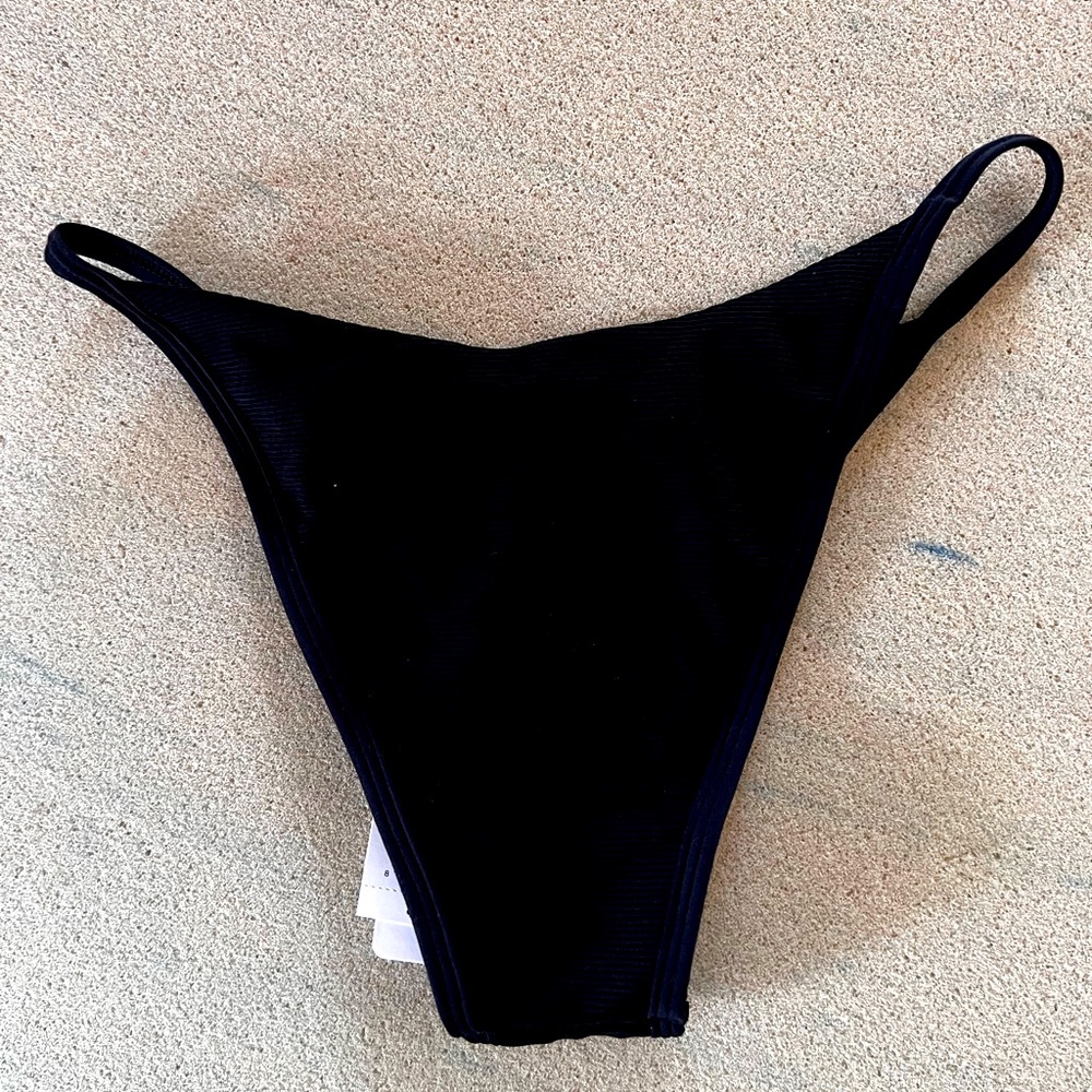 NEW l*space Jay Bikini Bottom Bitsy Black Ribbed S